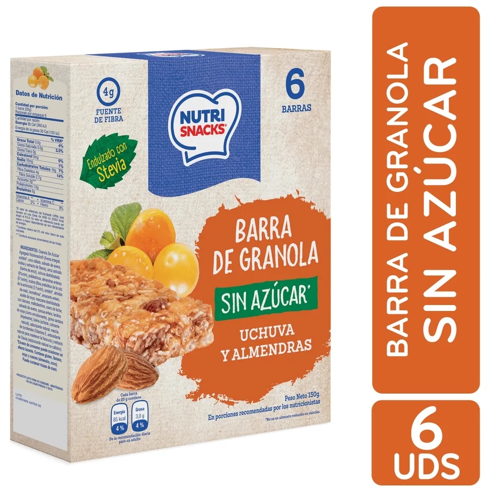 Nutri Snacks Barra de Granola sin azúcar Uchuva y Almendras