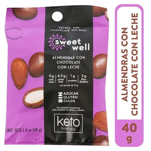 Sweetwell Bolitas Almendras con Chocolate con leche 40g
